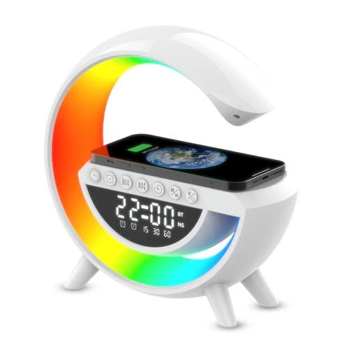 Multifunctional Wireless Charging & Smart Bluetooth Speaker with RGB Lighting